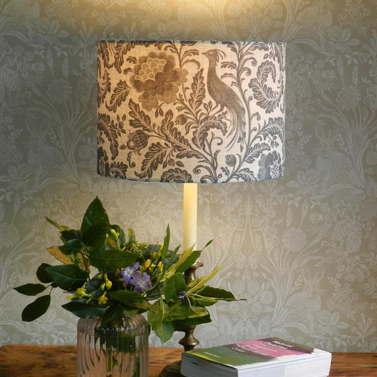 Handmade Floral Lampshade Denim and Cream Acanthus