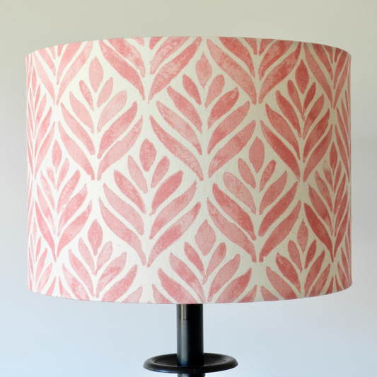 Handmade Watercolour Leaves Lampshade, Pink & Natural