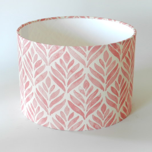 Handmade Watercolour Leaves Lampshade, Pink & Natural