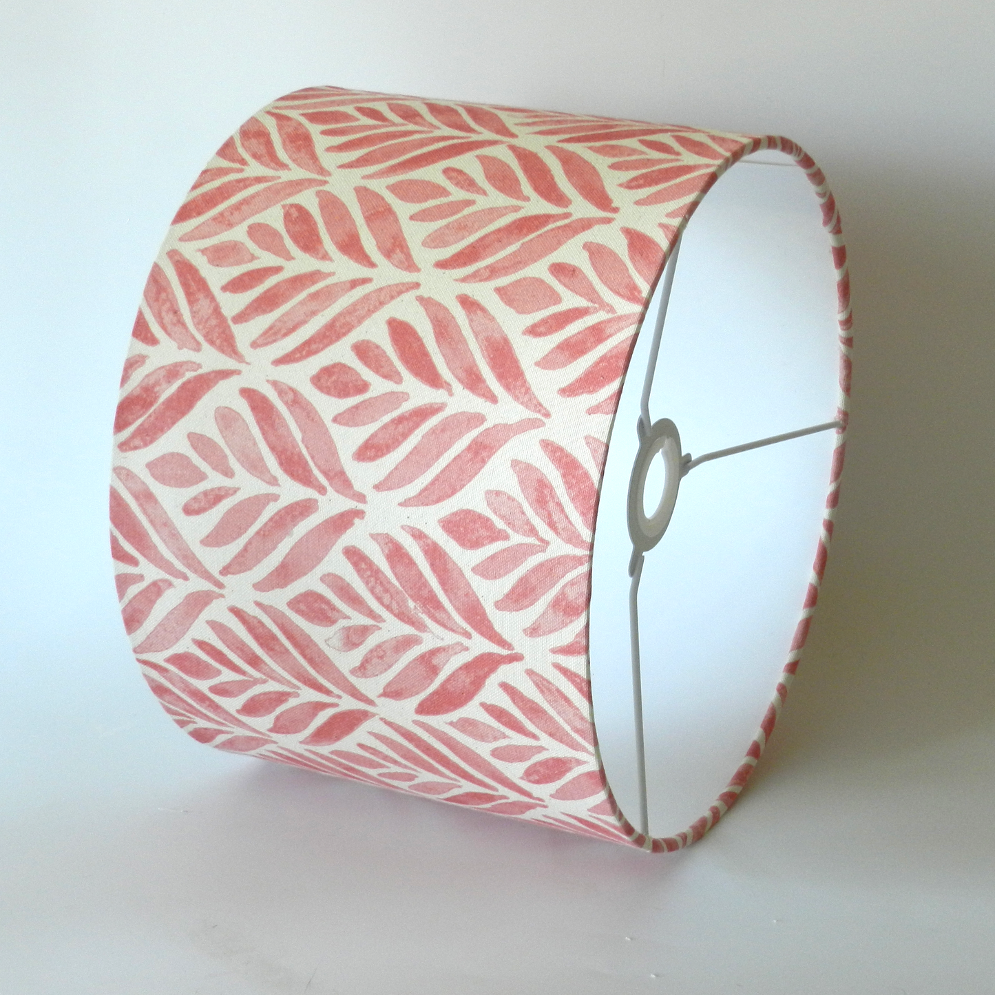 Handmade Watercolour Leaves Lampshade, Pink & Natural