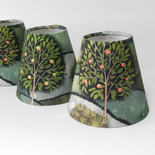 Green Apple Trees Candle Clip Lampshade  Country Views Decor. Chandelier Shade