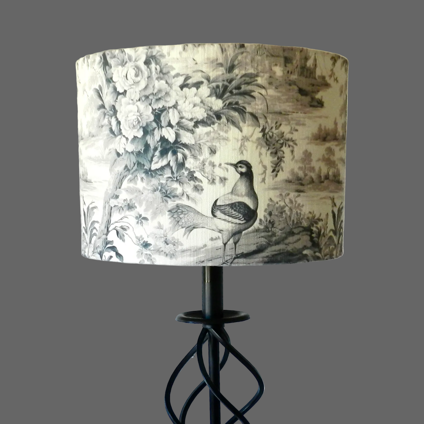 Handmade Charcoal Toile de Jouy Lampshade