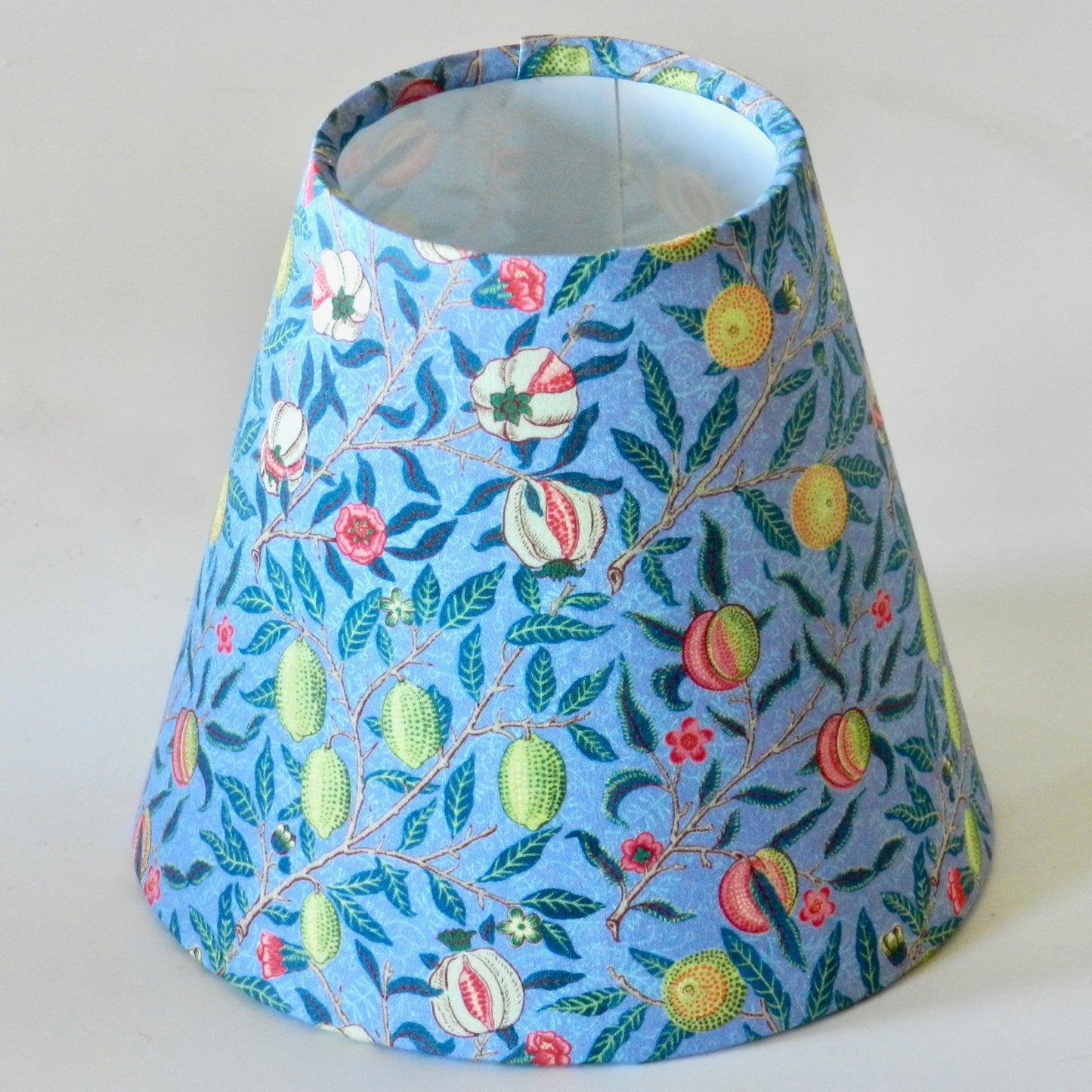Handmade William Morris Candle Clip Lampshade.  Blue Pomegranate design