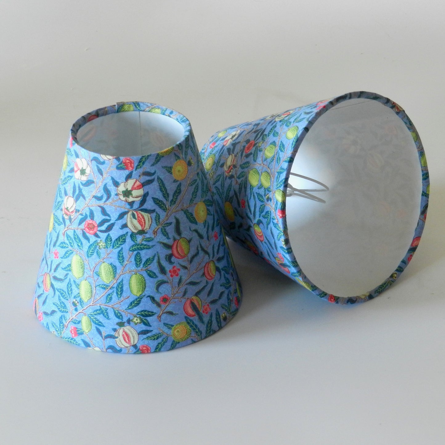 Handmade William Morris Candle Clip Lampshade.  Blue Pomegranate design