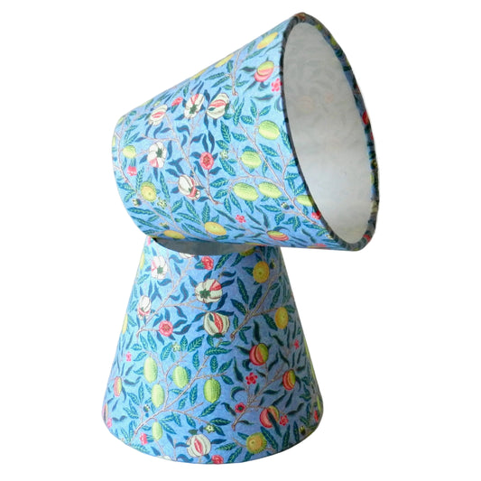 Handmade William Morris Candle Clip Lampshade.  Blue Pomegranate design