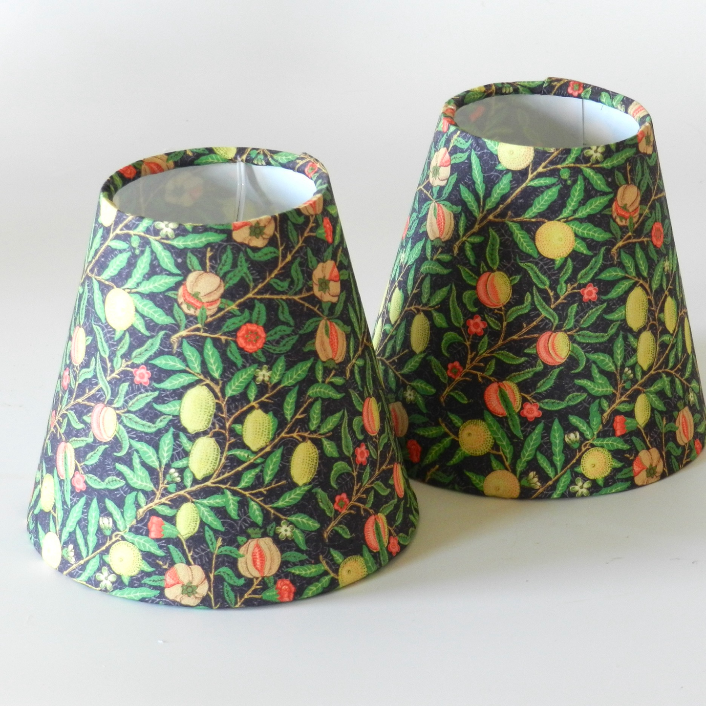 Handmade William Morris Candle Clip Lampshade.  Green Pomegranate Design