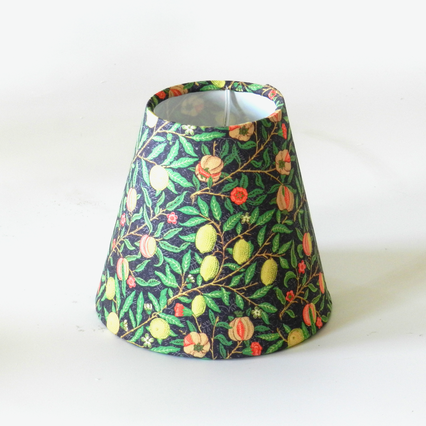 Handmade William Morris Candle Clip Lampshade.  Green Pomegranate Design