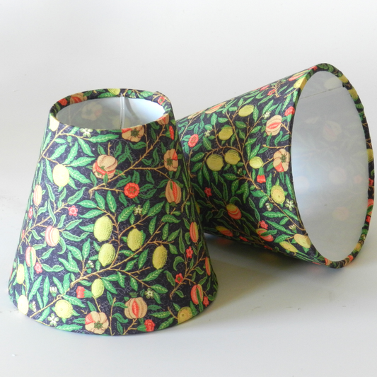 Handmade William Morris Candle Clip Lampshade.  Green Pomegranate Design