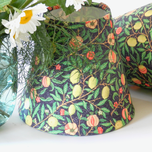 Handmade William Morris Candle Clip Lampshade.  Green Pomegranate Design