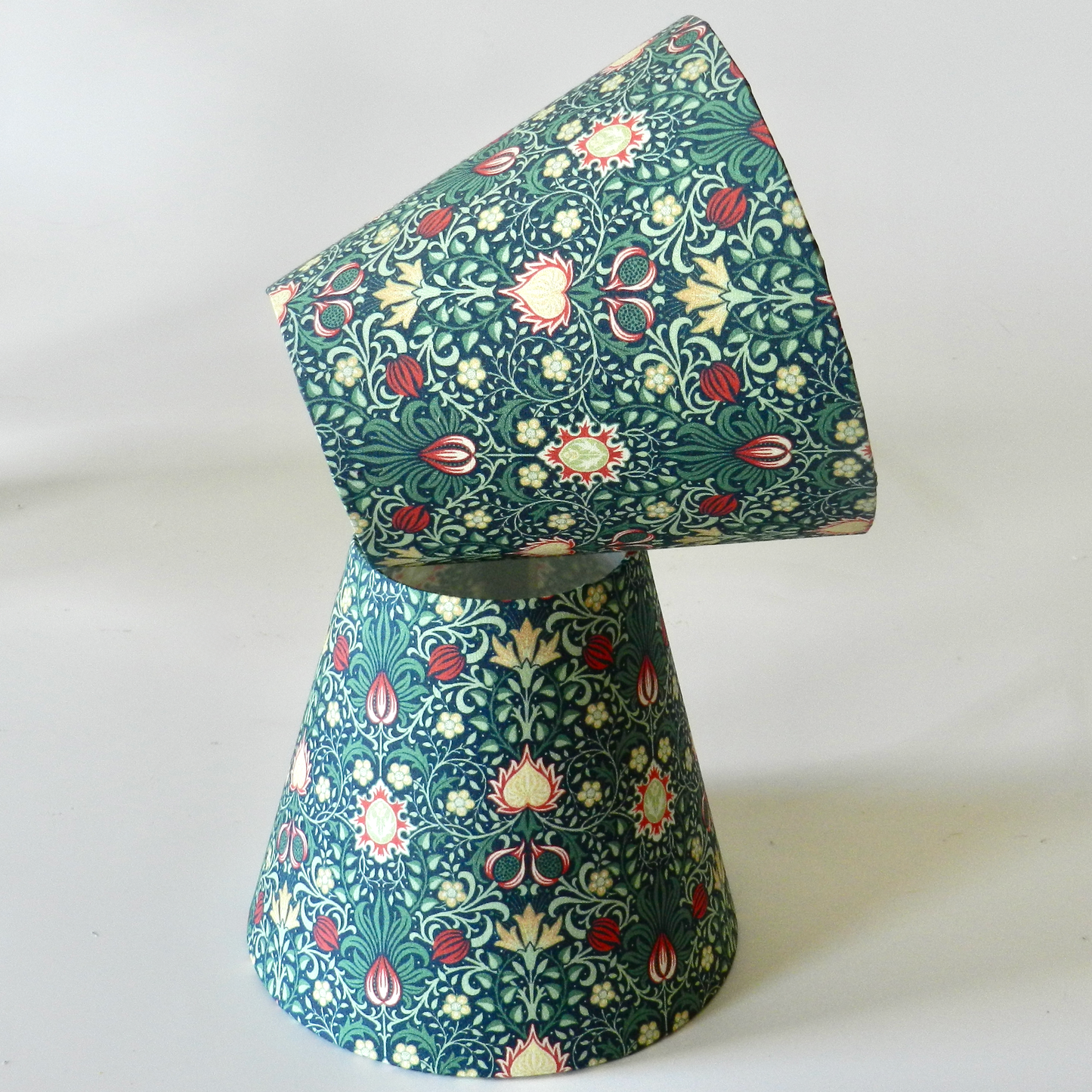 Handmade William Morris Candle Clip Lampshade. Persian Green Clip-On Shade.  Chandelier Shade
