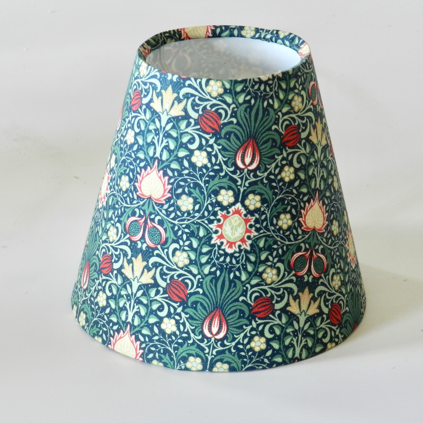 Handmade William Morris Candle Clip Lampshade. Persian Green Clip-On Shade.  Chandelier Shade
