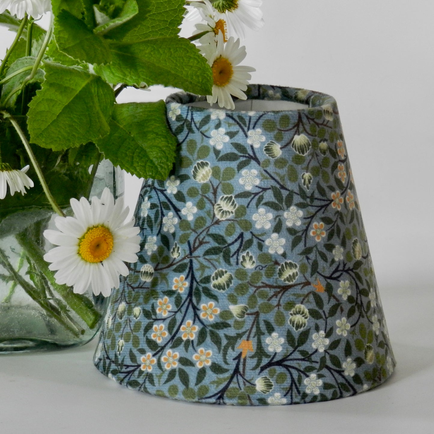 William Morris Clover Velvet Lampshade. Handmade Clip-On Shade for Wall Lights and Chandeliers