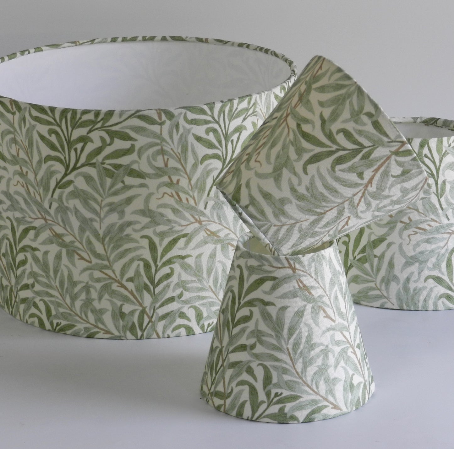 William Morris Sage Green Bough Lampshade. Handmade Clip-On Shade for Wall Lights and Chandeliers