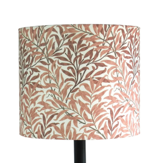 William Morris Bough Print Lampshade in Rust. Classic British Design. Drum Lampshade