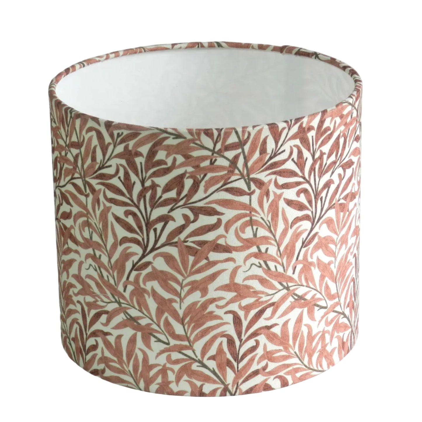 William Morris Bough Print Lampshade in Rust. Classic British Design. Drum Lampshade