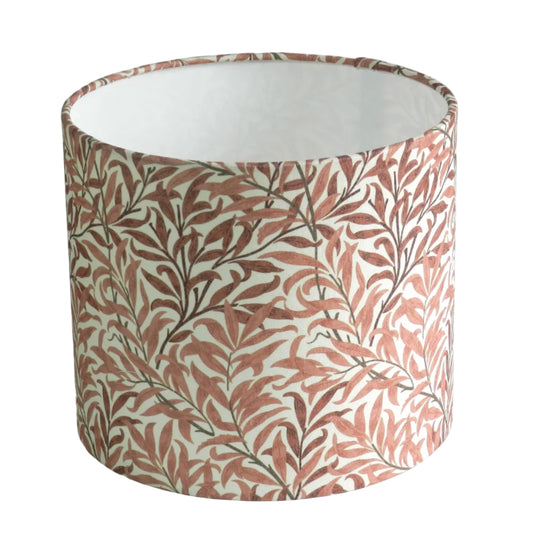 William Morris Bough Print Lampshade in Rust. Classic British Design. Drum Lampshade