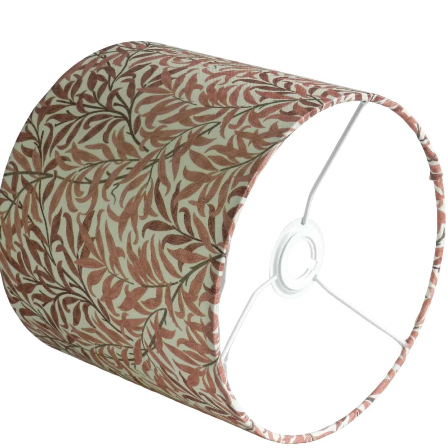William Morris Bough Print Lampshade in Rust. Classic British Design. Drum Lampshade