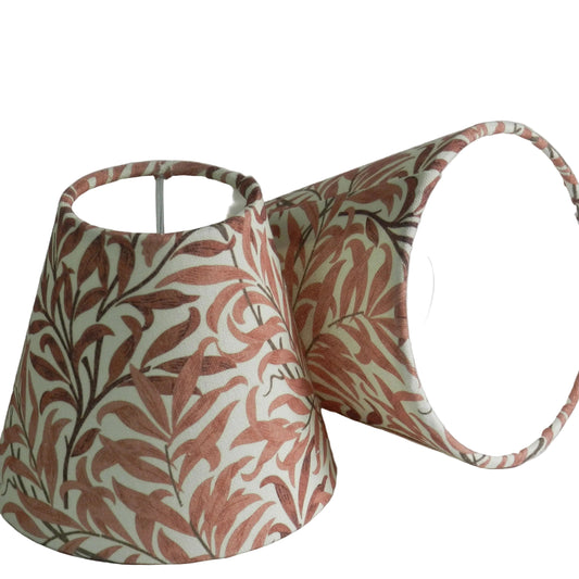 William Morris Rust Pink Bough Lampshade. Handmade Clip-On Shade for Wall Lights and Chandeliers (Copy)
