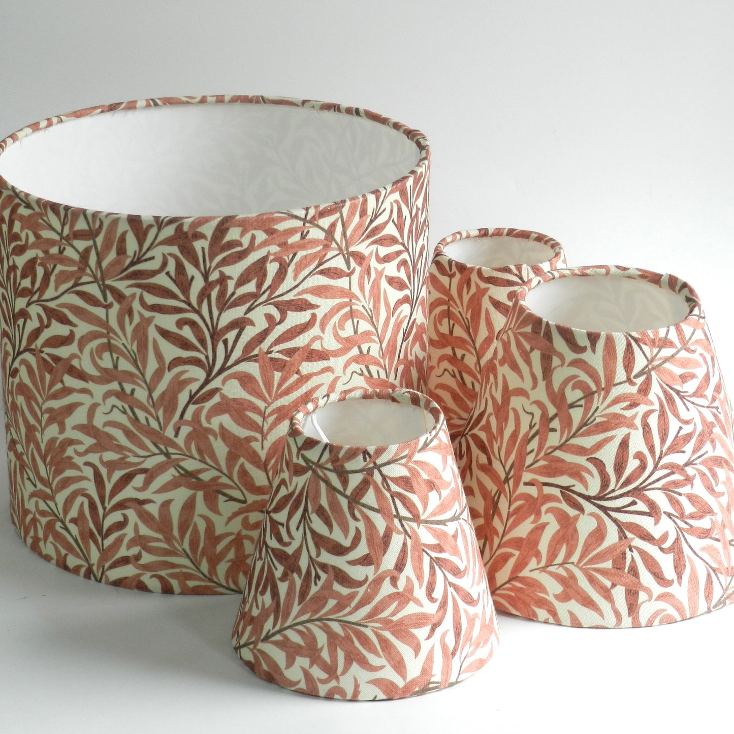 William Morris Rust Pink Bough Lampshade. Handmade Clip-On Shade for Wall Lights and Chandeliers (Copy)