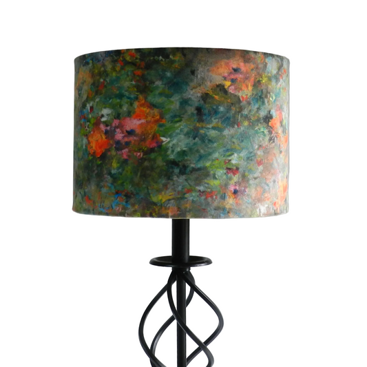 Handmade Velvet Lampshade. Renoir Design. Brushed Gold Lining