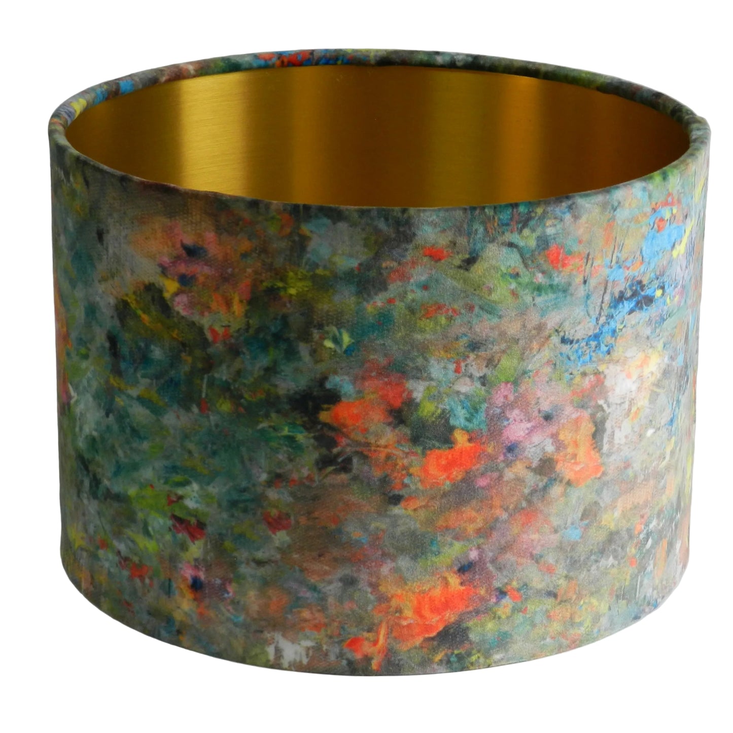 Handmade Velvet Lampshade. Renoir Design. Brushed Gold Lining