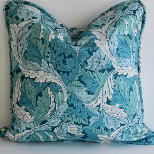 Blue William Morris Acanthus Design Cushion Cover | Botanical Throw Pillow Cushion Cover | Handmade Botanical Cushion Cover | Piped Cushion