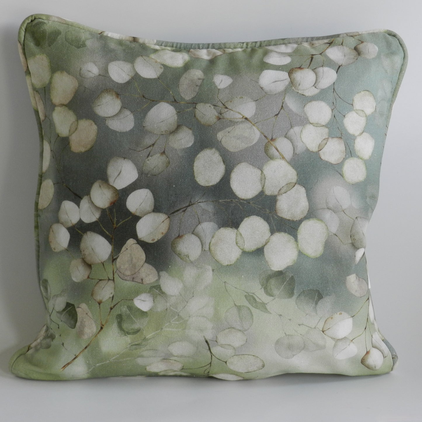 Lunaria Green Botanical Cushion Cover | White Leaf Throw Pillow | Nature Inspired Scatter Cushion