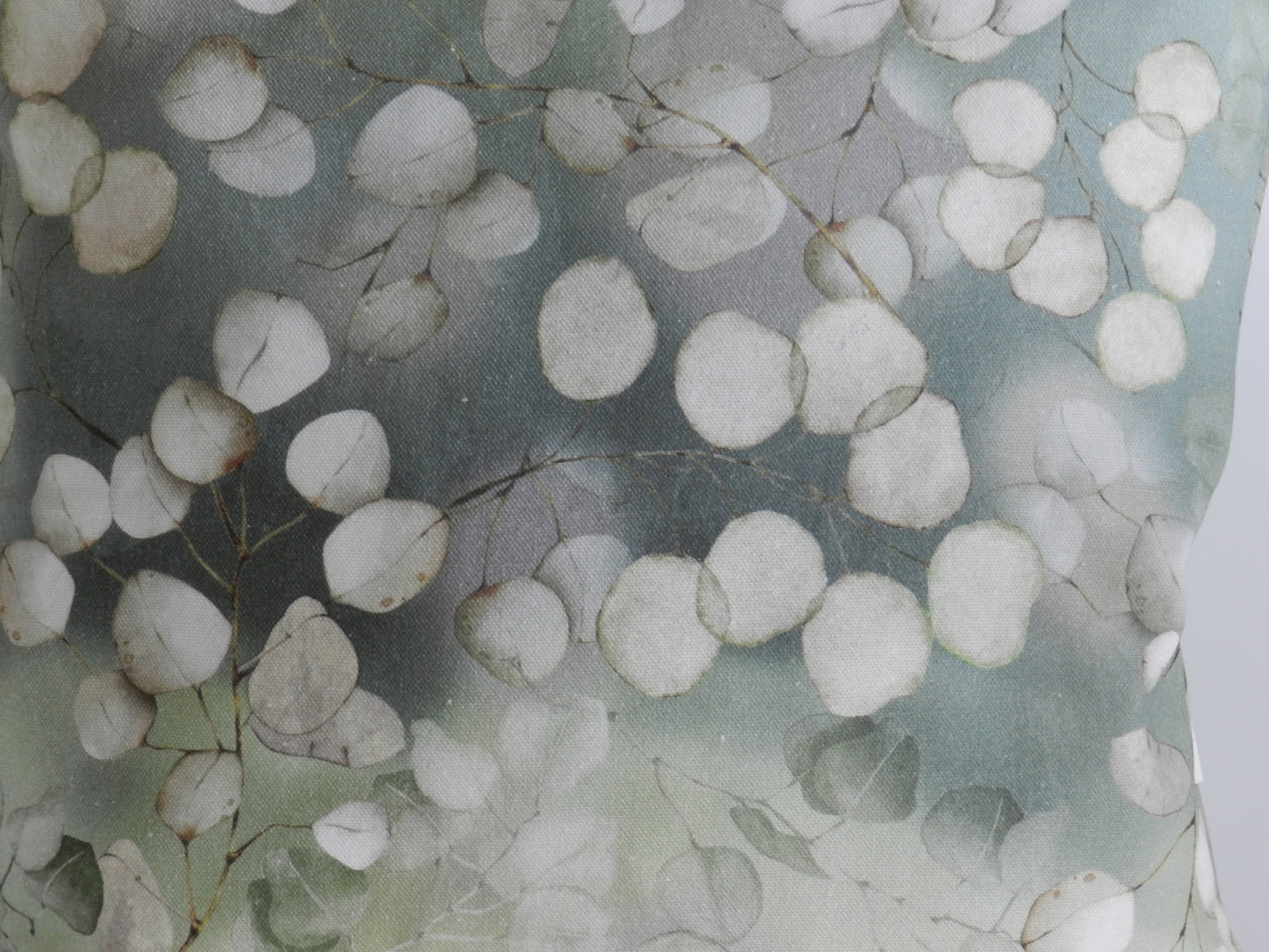 Lunaria Green Botanical Cushion Cover | White Leaf Throw Pillow | Nature Inspired Scatter Cushion