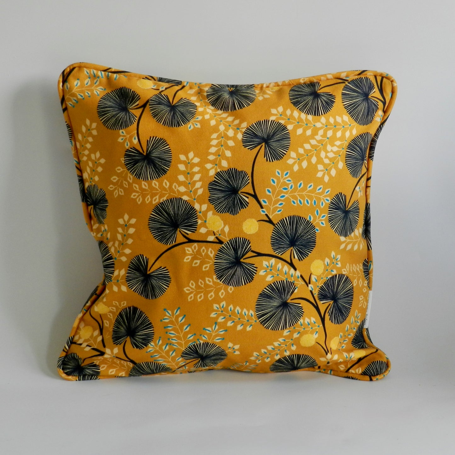 Mustard Yellow and Navy Cushion| Botanical Floral Throw Pillow| Modern Decorative Pillow For Sofa or Bed