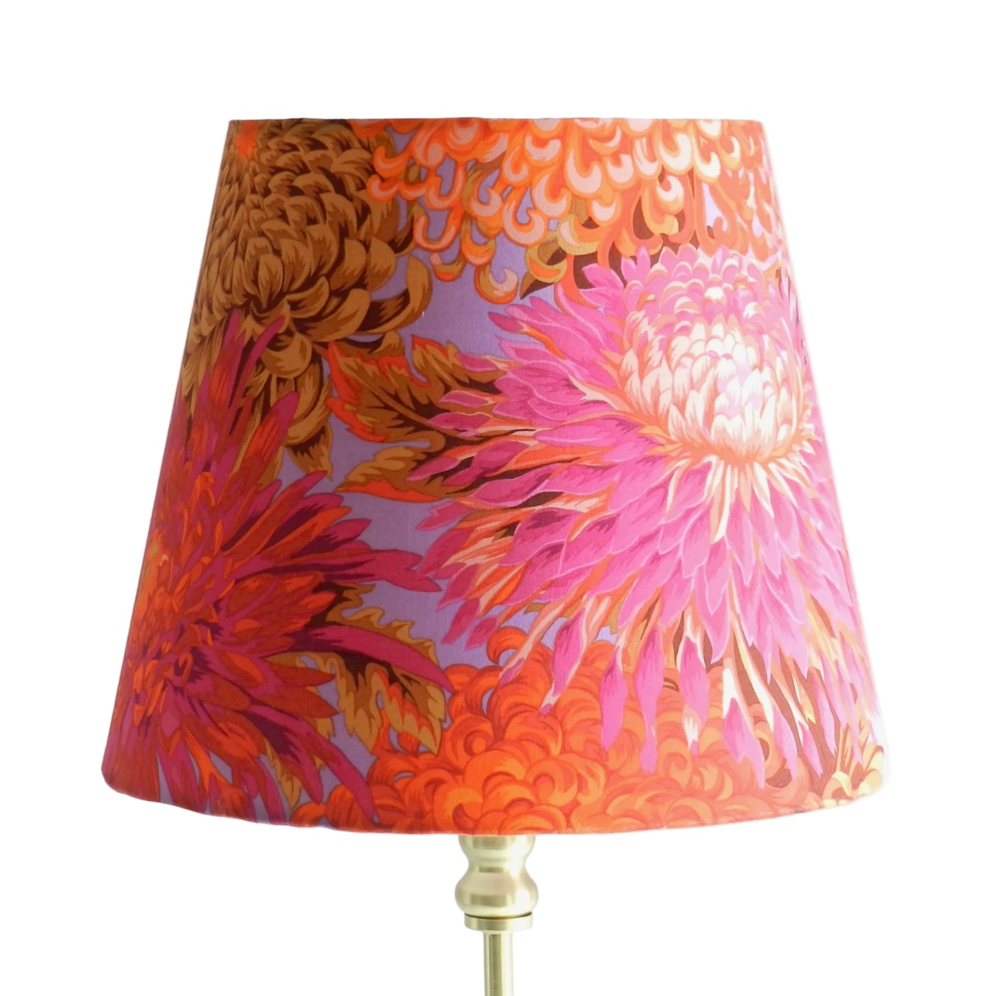 Handmade Flower Lampshade, Kaffe Fassett Pink Chrysanthemums, Floral Tapered Design
