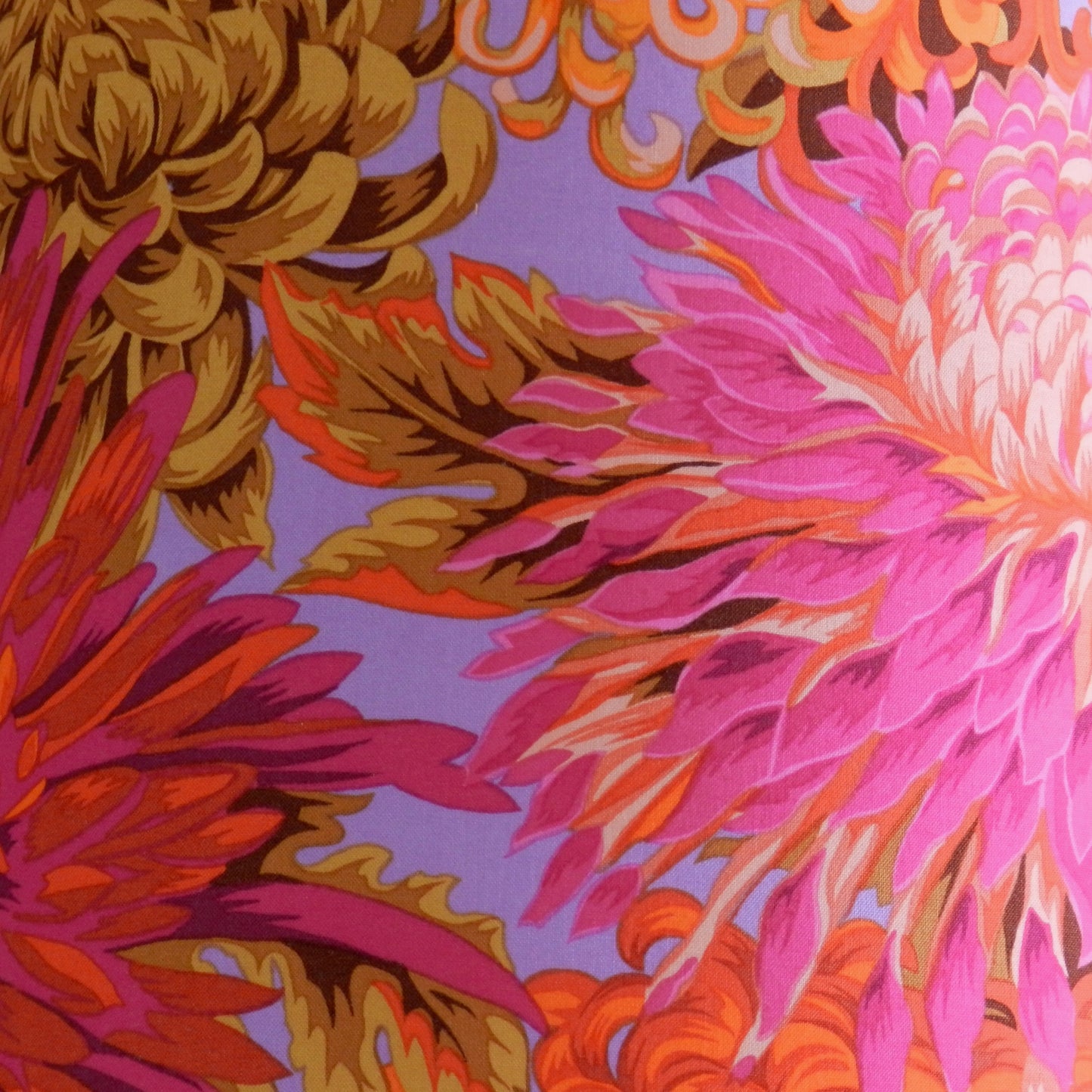 Handmade Flower Lampshade, Kaffe Fassett Pink Chrysanthemums, Floral Tapered Design