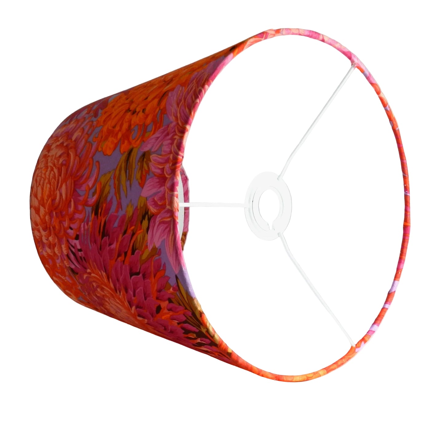 Handmade Flower Lampshade, Kaffe Fassett Pink Chrysanthemums, Floral Tapered Design