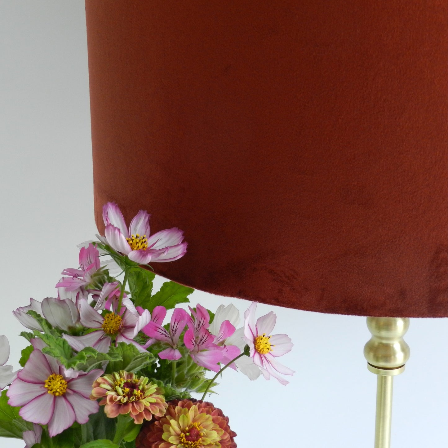 Handmade Burnt Orange Velvet Lampshade