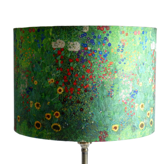 Handmade Floral Lampshade  Klimt's Flower Fabric  Gold Lined  Table or Ceiling