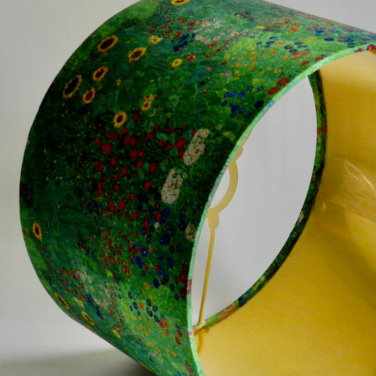 Handmade Floral Lampshade  Klimt's Flower Fabric  Gold Lined  Table or Ceiling