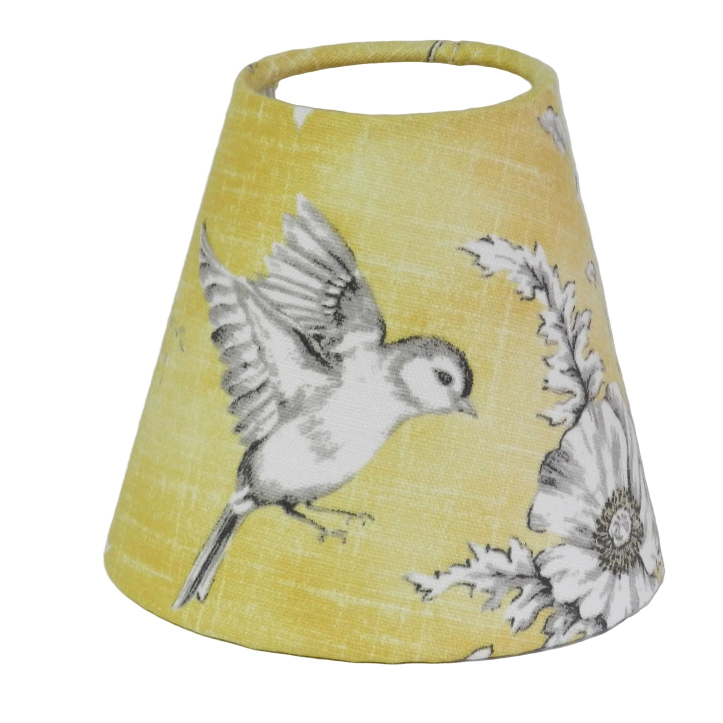 Buttercup Yellow Toile Candle Clip Lampshade: French Chandelier Shade/Wall Light Cotton Fabric
