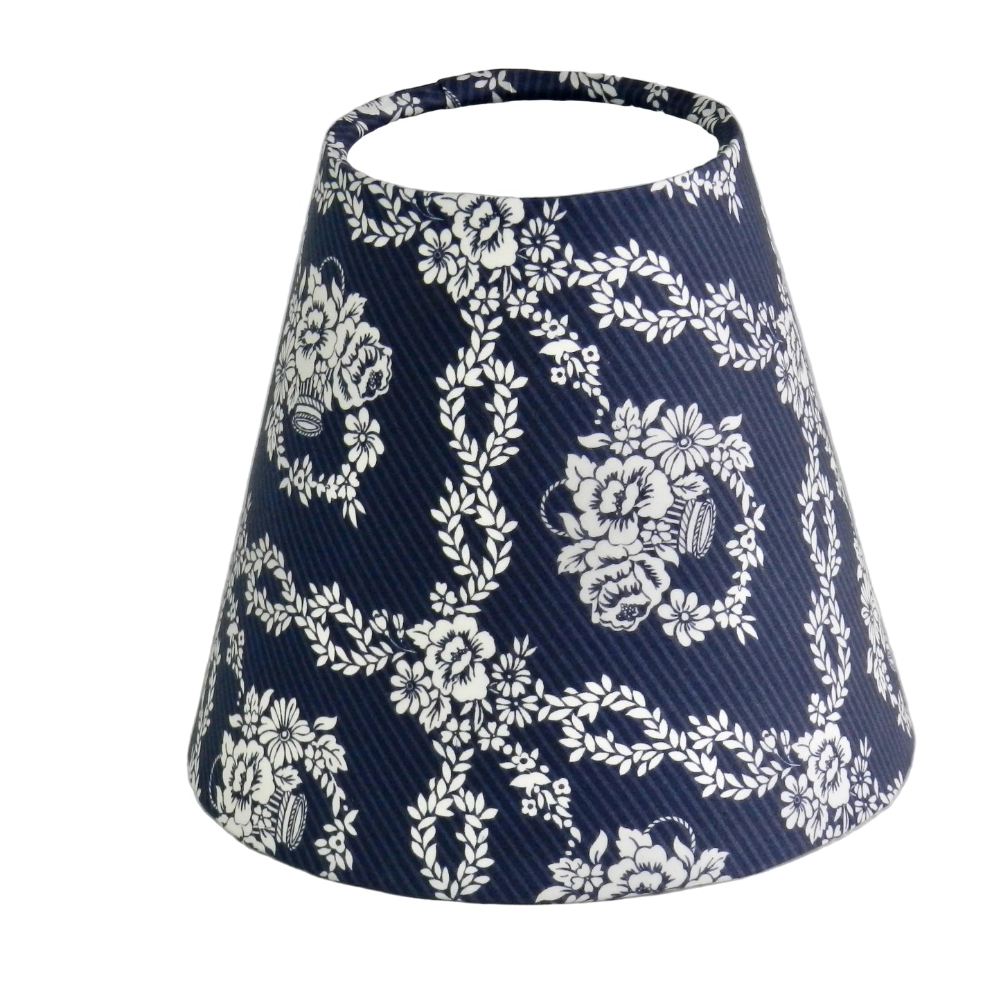 Handmade Navy & White Liberty Fabric Candle Clip Lampshade.  Bridgerton Design. Chandelier Shade