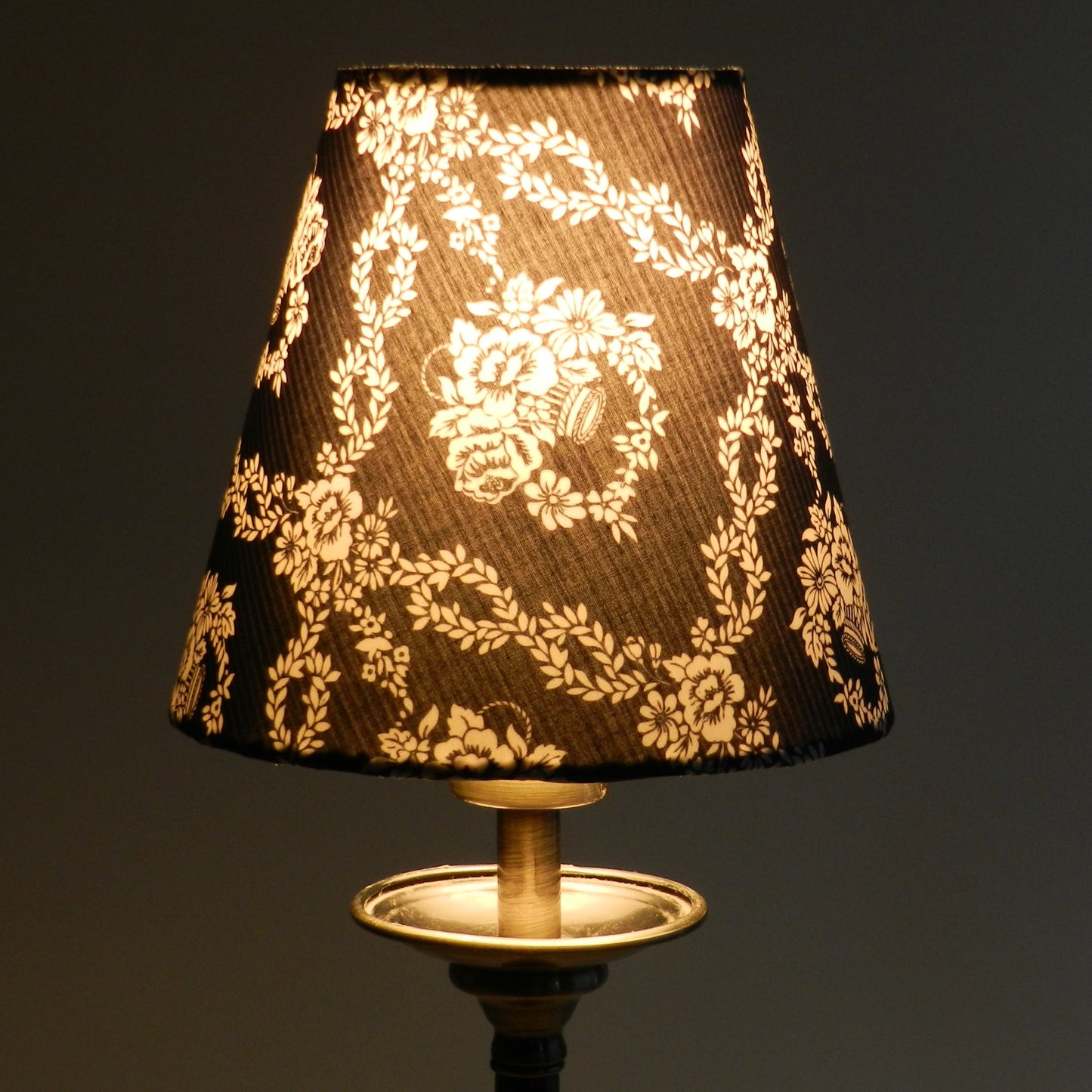 Handmade Navy & White Liberty Fabric Candle Clip Lampshade.  Bridgerton Design. Chandelier Shade