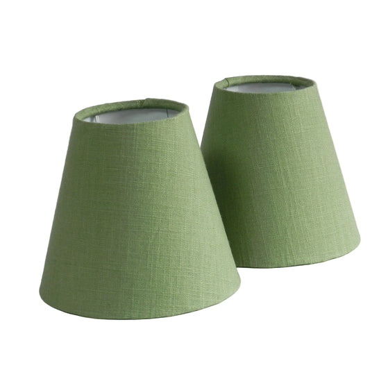 Handmade Green Linen Candle Clip Lampshade  Clip-On for Wall Lights or Chandelier