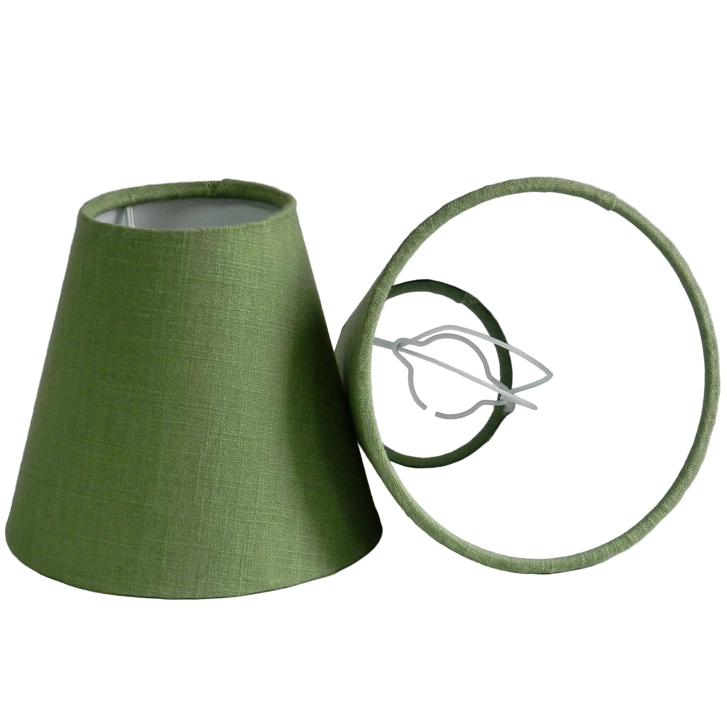 Handmade Green Linen Candle Clip Lampshade  Clip-On for Wall Lights or Chandelier
