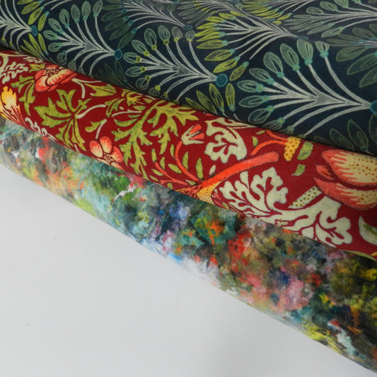 Handmade Velvet Throw Blanket: Renoir Design with Gold Fringe