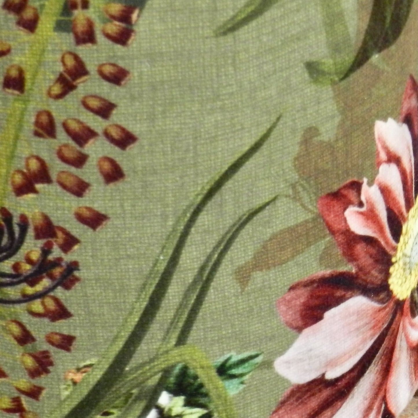 Handmade Tall Velvet Floor Lamp. Green Floral Design