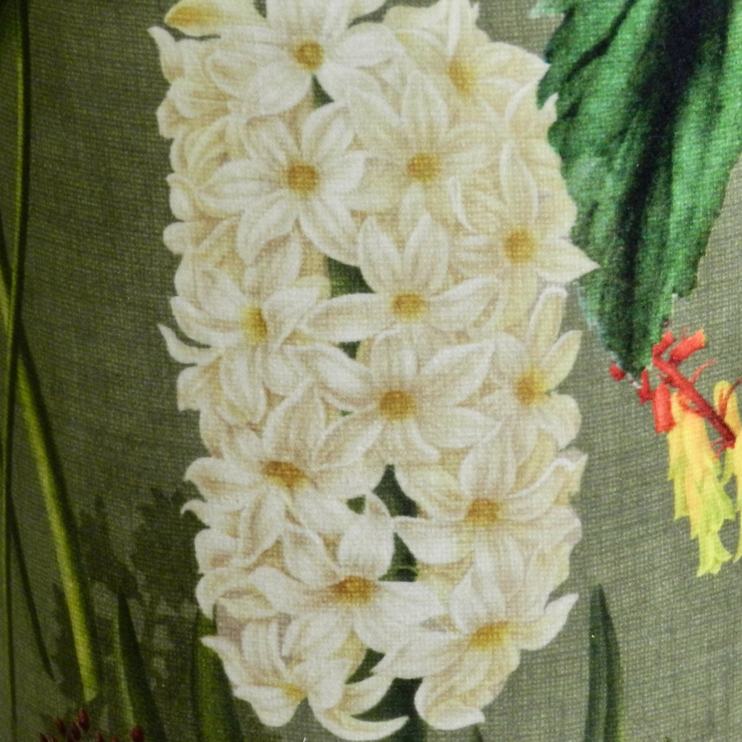 Handmade Tall Velvet Floor Lamp. Green Floral Design