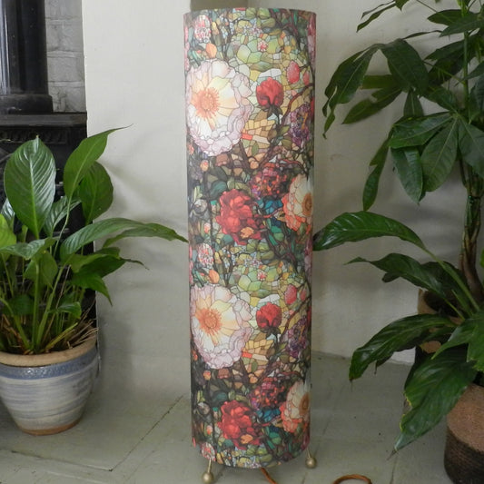Stained Glass Floral Floor Lamp.  Handmade Ambient Lighting.