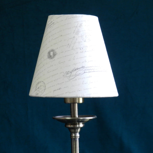Handmade Text Print Candle Clip Shade. Clip-On for Wall Lights or Chandelier