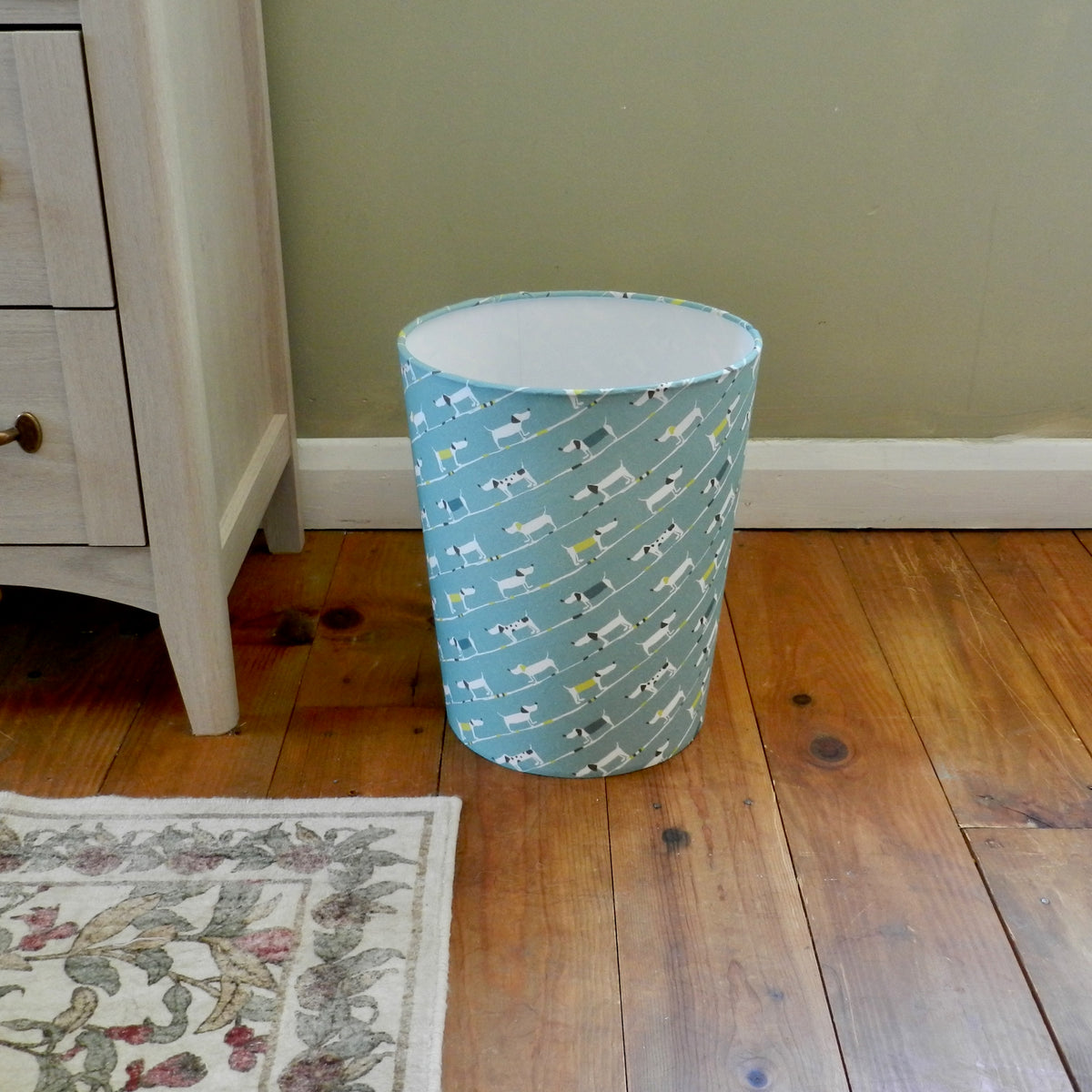 Fabric Waste Paper Bin. Dachshund Design