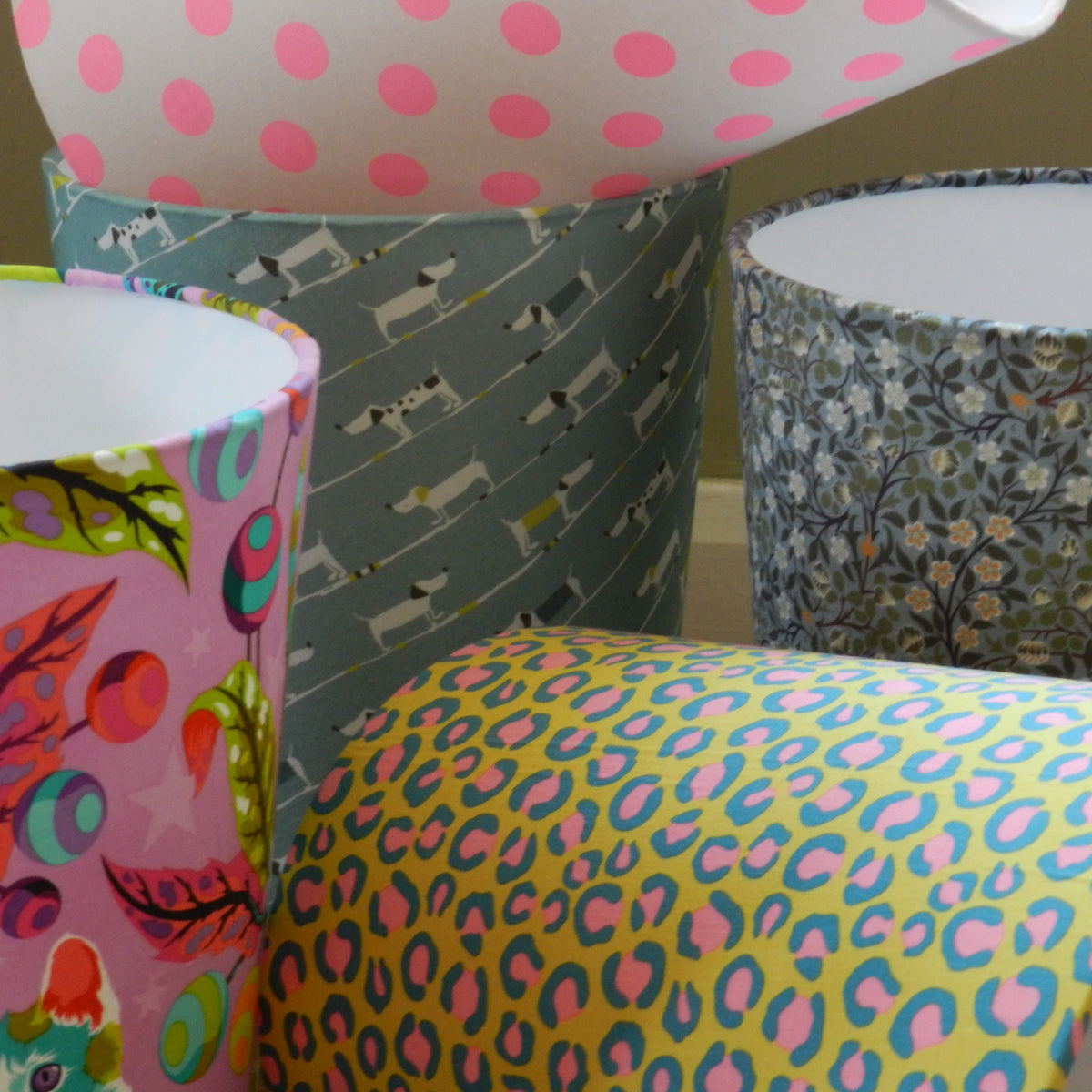 Fabric Waste Paper Bin. Pink Polka Dot Design