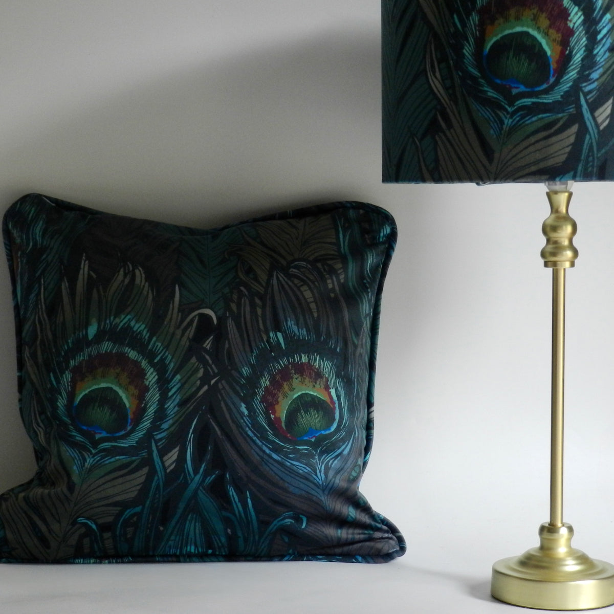 Handmade Velvet Cushion Cover: Blue and Green Peacock Design