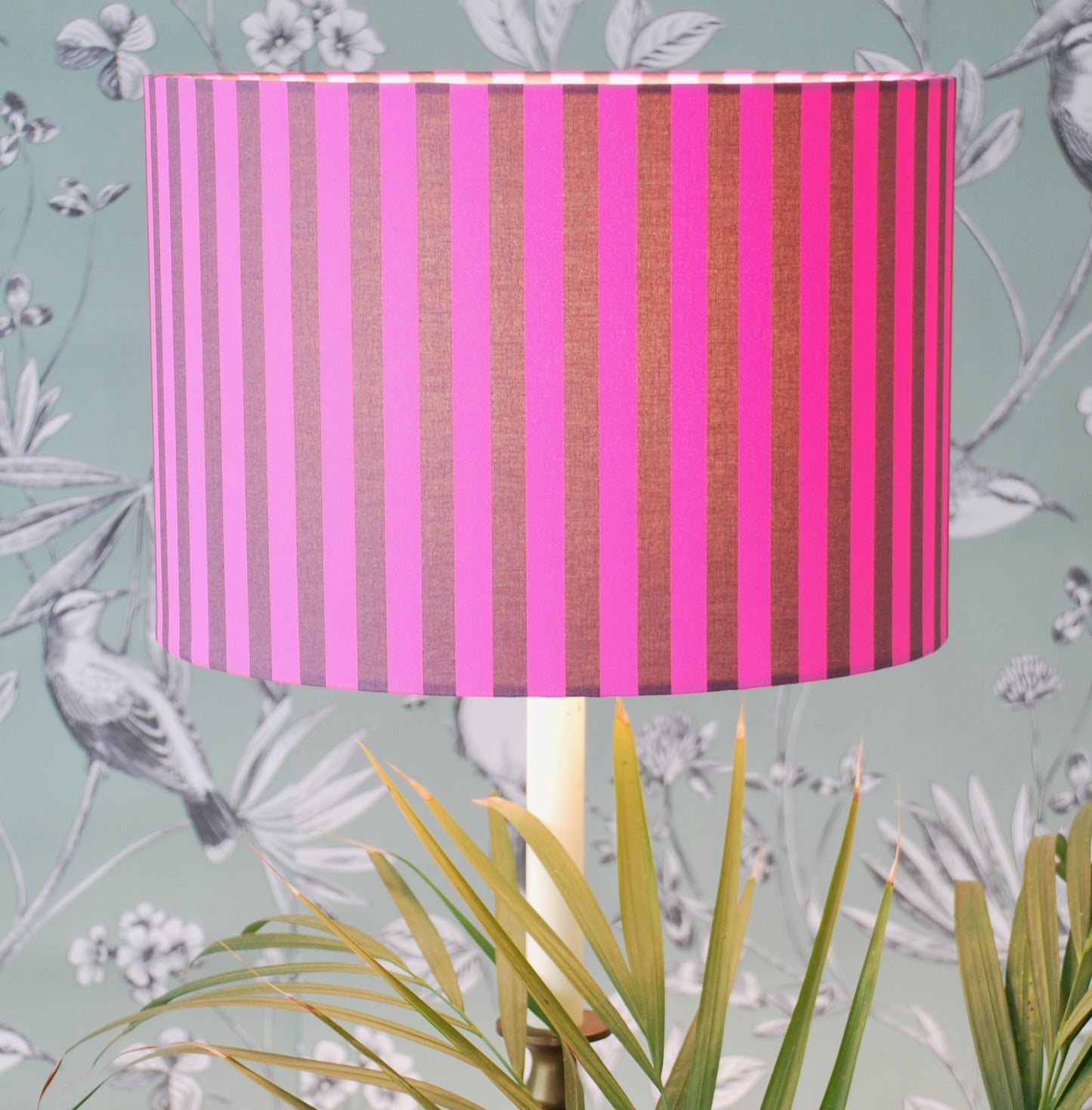 Handmade Pink Striped Drum Lampshade: Table or Ceiling Light