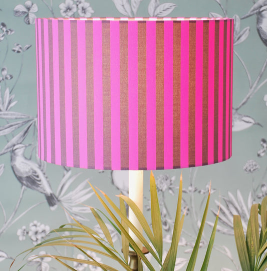 Handmade Pink Striped Drum Lampshade: Table or Ceiling Light